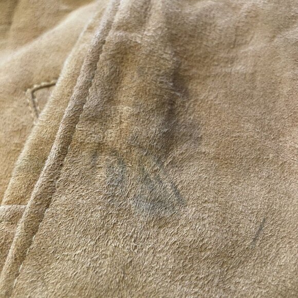 Mens Heavy Sherpa Suede Jacket Handmade Lined Winter Coat Brown Size M U - Picture 6 of 7